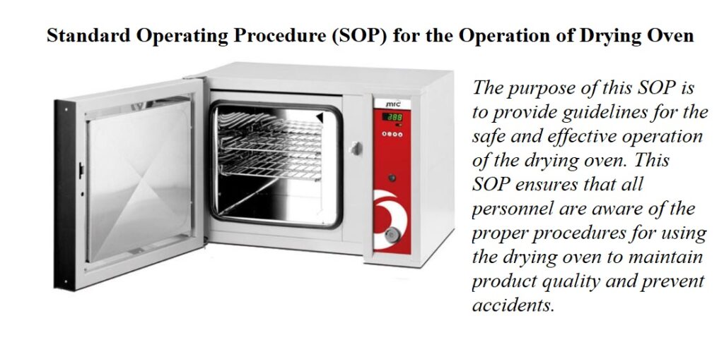 Standard Operating Procedure (SOP) for the Operation of Drying Oven