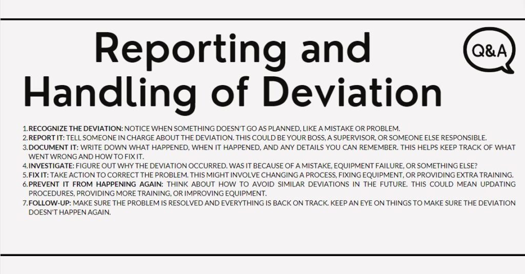 SOP for Reporting and Handling of Deviation