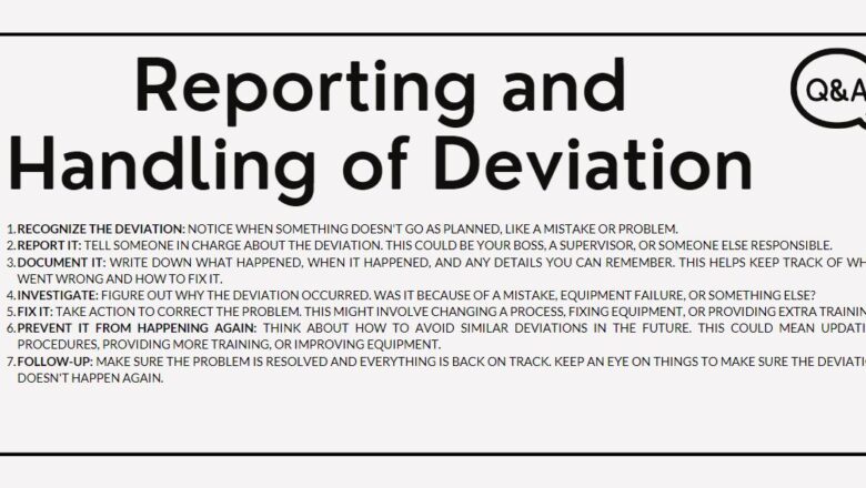 SOP for Reporting and Handling of Deviation
